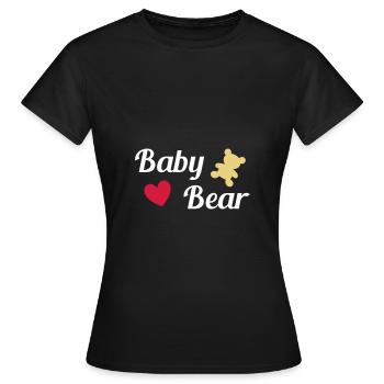 ★ Designfarben änderbar ★ Baby bear (Bär, Herz) - Frauen T-Shirt - Schwarz - Vorne - AI Model Female 172 dark (172cm)