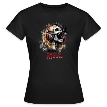 Heavy Metal Musique Rock Musicien Band, Crâne - T-shirt Femme - noir - Devant - AI Model Female 172 dark (172cm)