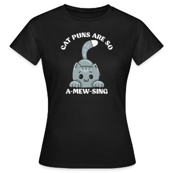 Cat puns are so amewsing Funny Animal Puns - Women's T-Shirt - black - Front - AI Model Female 172 dark (172cm)