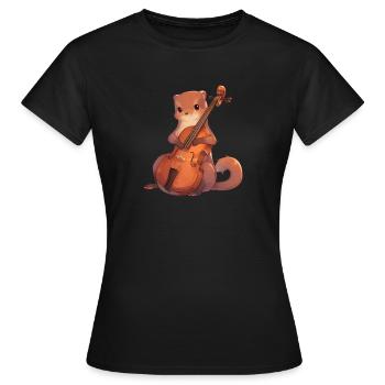 Cute mongoose playing cello - Women's T-Shirt - black - Front - AI Model Female 172 dark (172cm)