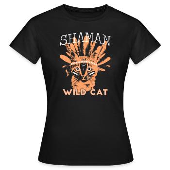 Shaman wild cat - T-shirt Femme - noir - Devant - AI Model Female 172 dark (172cm)