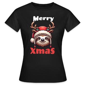 Merry Xmas Sloth Christmas - Women's T-Shirt - black - Front - AI Model Female 172 dark (172cm)