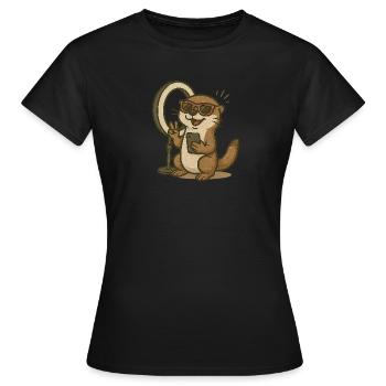 Look de créateur de contenu – Otter en tant que streamer - T-shirt Femme - noir - Devant - AI Model Female 172 dark (172cm)