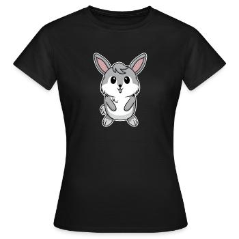 Süßes Tier Baby Hase Häschen Kaninchen - Frauen T-Shirt - Schwarz - Vorne - AI Model Female 172 dark (172cm)