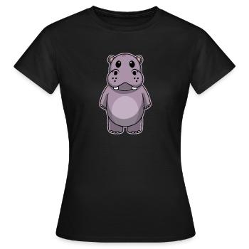 Doux animal bébé hippopotame - T-shirt Femme - noir - Devant - AI Model Female 172 dark (172cm)