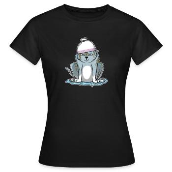 Lustige Katze Nudelsuppe Ramen - Frauen T-Shirt - Schwarz - Vorne - AI Model Female 172 dark (172cm)