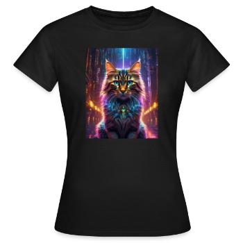 Matrix Katze - Frauen T-Shirt - Schwarz - Vorne - AI Model Female 172 dark (172cm)