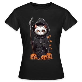 Mignon Halloween Cat Druide Costume - T-shirt Femme - noir - Devant - AI Model Female 172 dark (172cm)