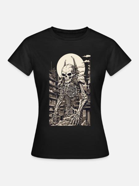 Edo Japan Yokai Skelett Ukiyo-E Kunstwerk - Frauen T-Shirt - Schwarz