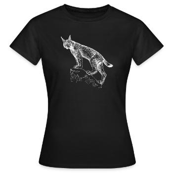 Lynx dessiné à la main - T-shirt Femme - noir - Devant - AI Model Female 172 dark (172cm)