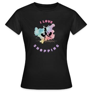 I love shopping. - Women's T-Shirt - black - Front - AI Model Female 172 dark (172cm)