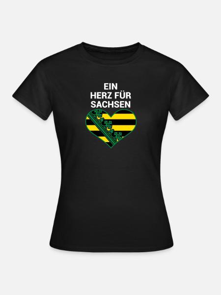 Ein Herz für Sachsen - Frauen T-Shirt - Schwarz
