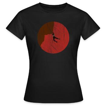 Beim Klettern am Felsen - Frauen T-Shirt - Schwarz - Vorne - AI Model Female 172 dark (172cm)