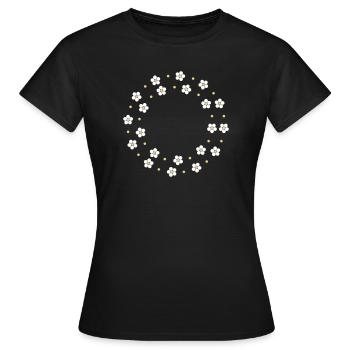 Gänseblümchen Blumen Dekor Daisy Kreis Rahmen - Frauen T-Shirt - Schwarz - Vorne - AI Model Female 172 dark (172cm)