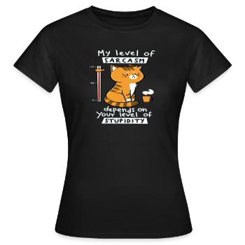 Niveau de sarcasme du sarcasme - dépend de votre niveau - T-shirt Femme - noir - Devant - AI Model Female 172 dark (172cm)