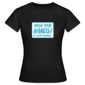 Lavez-vous les mains Ya Animaux sales - T-shirt Femme - noir - Devant - AI Model Female 172 dark (172cm)