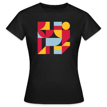 Colorful abstract geometric bauhaus background - Frauen T-Shirt - Schwarz - Vorne - AI Model Female 172 dark (172cm)
