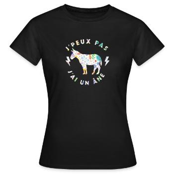j'peux pas j'ai un âne - ane - T-shirt Femme - noir - Devant - AI Model Female 172 dark (172cm)