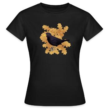 Blackbird on autumn foliage - Women's T-Shirt - black - Front - AI Model Female 172 dark (172cm)
