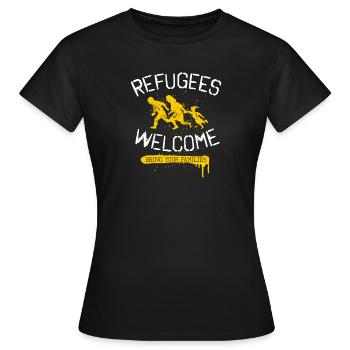 refugees welcome - stencil - bleiberecht für alle - Frauen T-Shirt - Schwarz - Vorne - AI Model Female 172 dark (172cm)