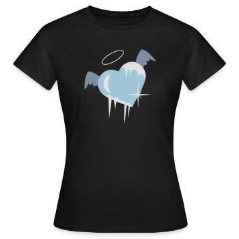 coeur froid avec une auréole, les ailes et glaçons - T-shirt Femme - noir - Devant - AI Model Female 172 dark (172cm)