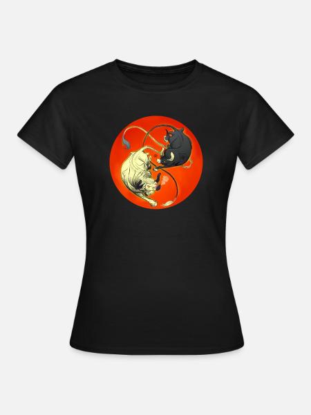 Stierduell im Feuerrad - Frauen T-Shirt - Schwarz