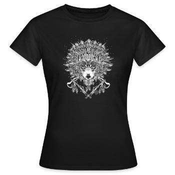 Wolf chief with headdress - Women's T-Shirt - black - Front - AI Model Female 172 dark (172cm)