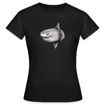 Arlequin - océan arlequin - Mola mola Poisson Lune - T-shirt Femme - noir - Devant - AI Model Female 172 dark (172cm)