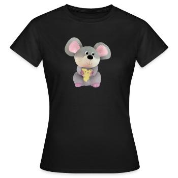 Maus mit Käse - Frauen T-Shirt - Schwarz - Vorne - AI Model Female 172 dark (172cm)
