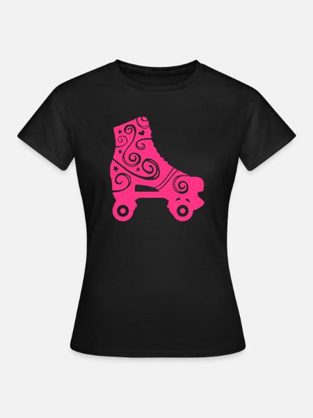 Dekorierter Rollschuh - Frauen T-Shirt - Schwarz