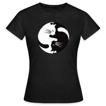 2 Katzen schmusen ,ying yang - Frauen T-Shirt - Schwarz - Vorne - AI Model Female 172 dark (172cm)