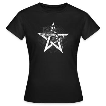 weißes Pentagramm mit Strahlen - Frauen T-Shirt - Schwarz - Vorne - AI Model Female 172 dark (172cm)