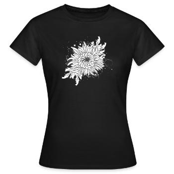 white chrysanthemum - Women's T-Shirt - black - Front - AI Model Female 172 dark (172cm)