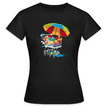 Ustensiles de plage dans le panier - T-shirt Femme - noir - Devant - AI Model Female 172 dark (172cm)