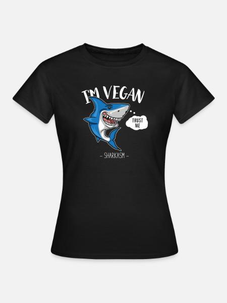 Vegetarischer Hai - Vegetarier - Humor / lustig - Frauen T-Shirt - Schwarz