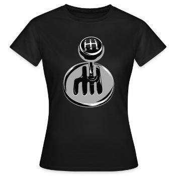Gangschaltung - Autosport - Frauen T-Shirt - Schwarz - Vorne - AI Model Female 172 dark (172cm)