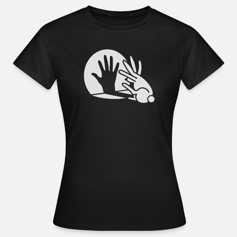 Chinese shadow, hand, rabbit, phosphorescent - Women's T-Shirt - black