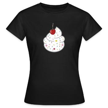 Sahne Kirsche - Frauen T-Shirt - Schwarz - Vorne - AI Model Female 172 dark (172cm)