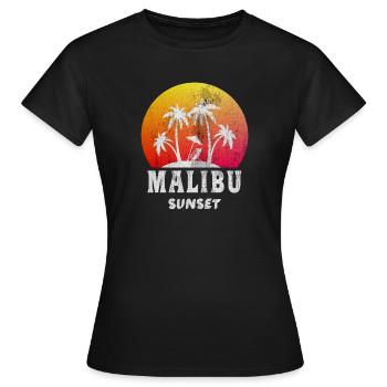 Malibu Sunset / California / Retro / Gift - Women's T-Shirt - black - Front - AI Model Female 172 dark (172cm)