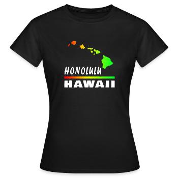 Hawaii Honolulu mit Karte / Geschenk Landkarte - Frauen T-Shirt - Schwarz - Vorne - AI Model Female 172 dark (172cm)