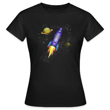 Fusée dans l'espace - T-shirt Femme - noir - Devant - AI Model Female 172 dark (172cm)