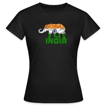 Indien Elefant / Flagge Geschenk Nationalfarbe - Frauen T-Shirt - Schwarz - Vorne - AI Model Female 172 dark (172cm)