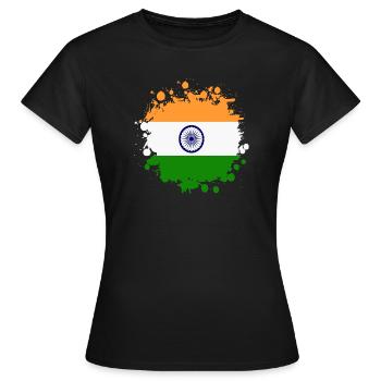 India stain blot/flag gift Asia - Women's T-Shirt - black - Front - AI Model Female 172 dark (172cm)