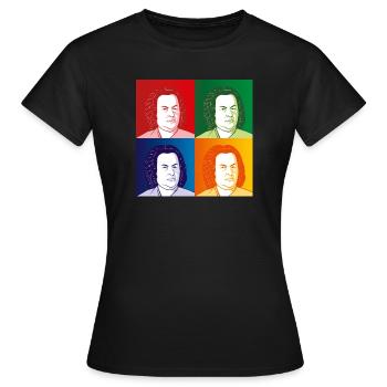 Johann Sebastian Bach im Cartoon Style - Frauen T-Shirt - Schwarz - Vorne - AI Model Female 172 dark (172cm)