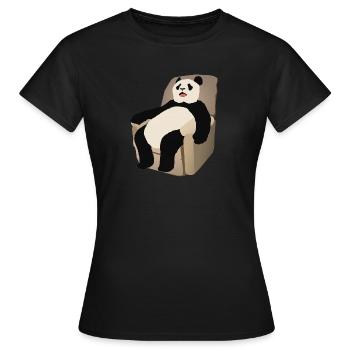 Panda auf dem Sessel - Frauen T-Shirt - Schwarz - Vorne - AI Model Female 172 dark (172cm)