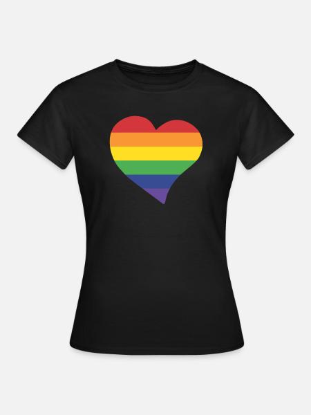 Regenbogenherz - Frauen T-Shirt - Schwarz