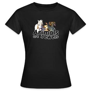 Animals Jewels Tiere Tier Tierschutz Geschenk - Frauen T-Shirt - Schwarz - Vorne - AI Model Female 172 dark (172cm)