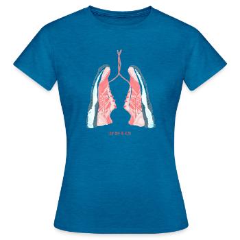 laufender Liebhaber - Frauen T-Shirt - Antikblaues Saphir meliert - Vorne - AI Model Female 172 dark (172cm)