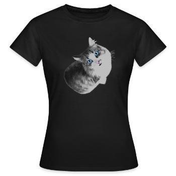 Maya the cat - Women's T-Shirt - black - Front - AI Model Female 172 dark (172cm)