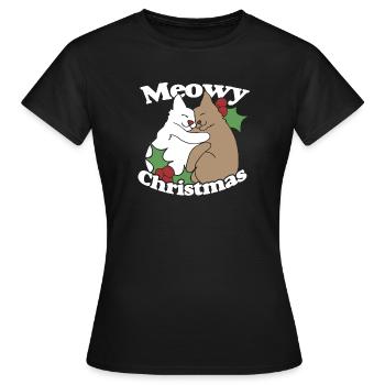 Chemise de Noël Meowy - T-shirt Femme - noir - Devant - AI Model Female 172 dark (172cm)